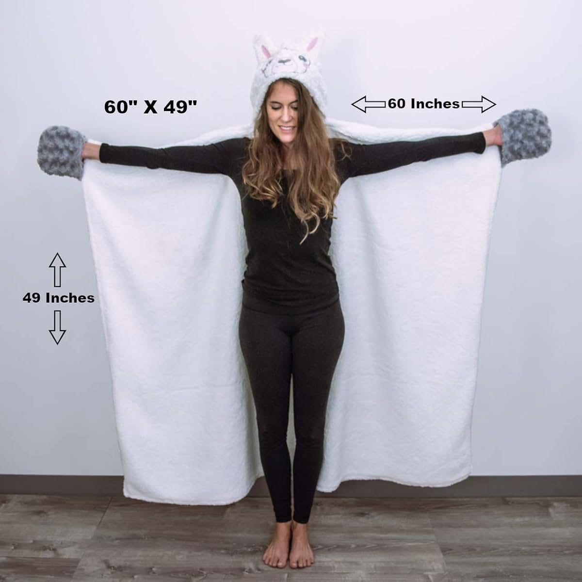 Thnapple Alpaca Llama Wearable Hooded Blanket