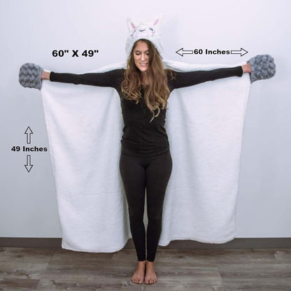 Thnapple Alpaca Llama Wearable Hooded Blanket