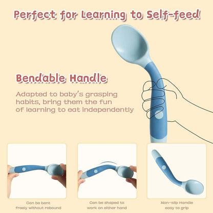 ETSSWYTO Baby Utensils Spoons and Forks Set Bendable Self-Feeding