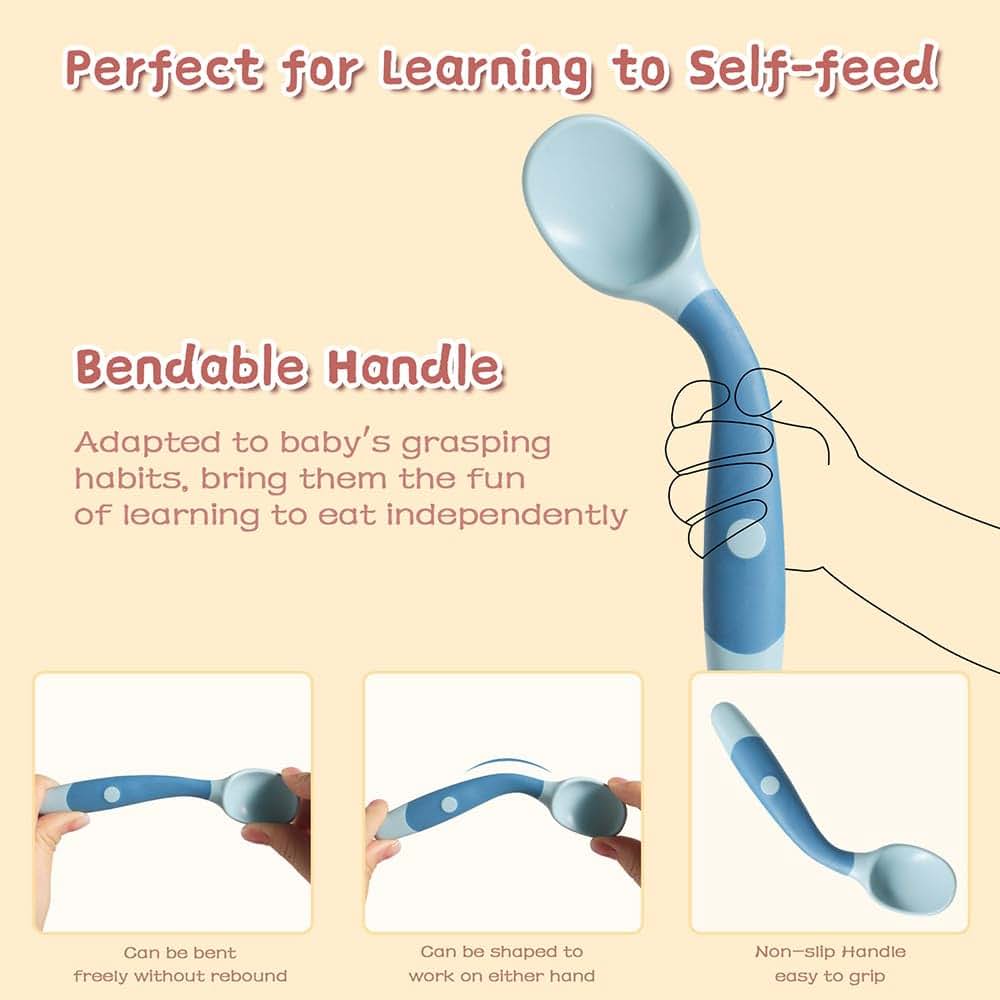 ETSSWYTO Baby Utensils Spoons and Forks Set Bendable Self-Feeding
