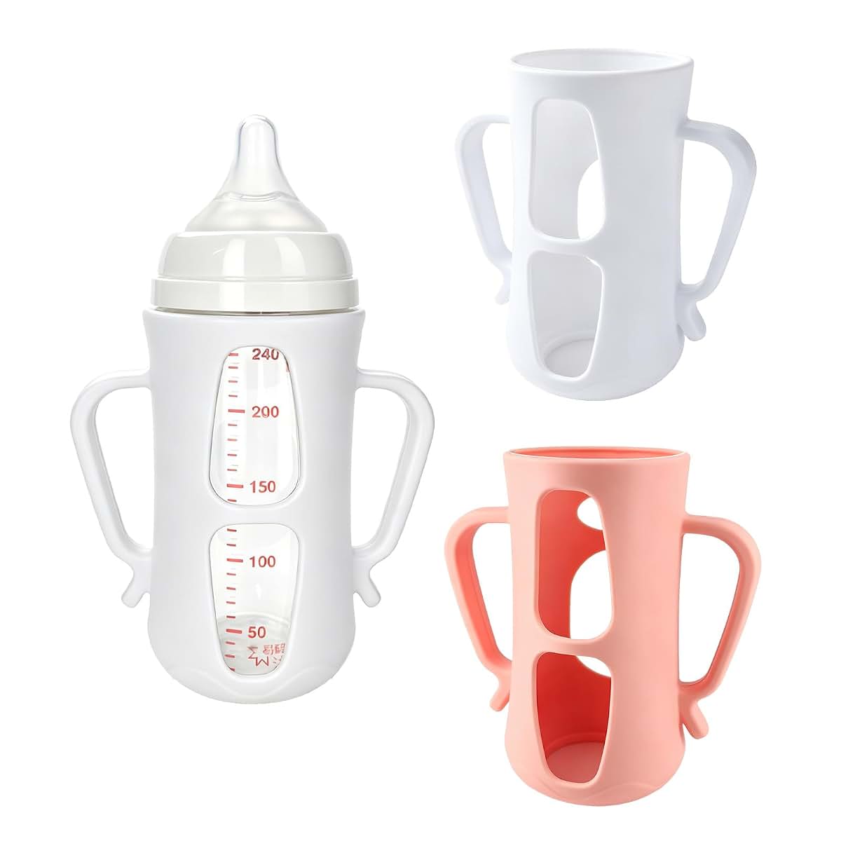 Honeykin Silicone Sleeves for Pigeon Glass Bottles – 2 Pack Baby Bottle Sleeve with Easy-Grip Handles, Shock-Absorbing