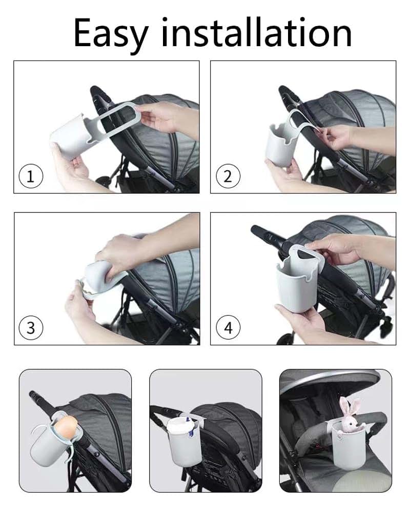 Nocessary Silicone Stroller Cup Holder, Universal Adjustable Drink Holder, Green