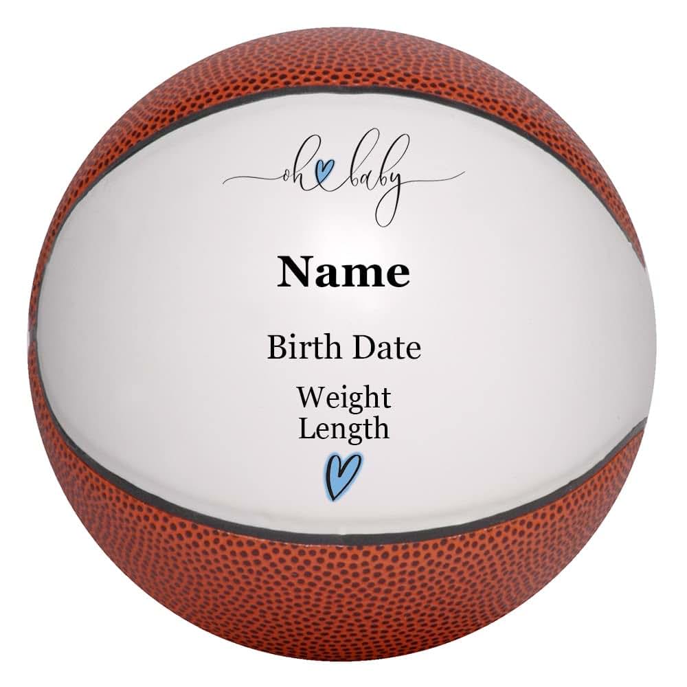 Ballstars Personalized Baby Birth Announcement Basketball Keepsake for Newborn Baby Boy or Baby Girl, Customized with (photo 3)