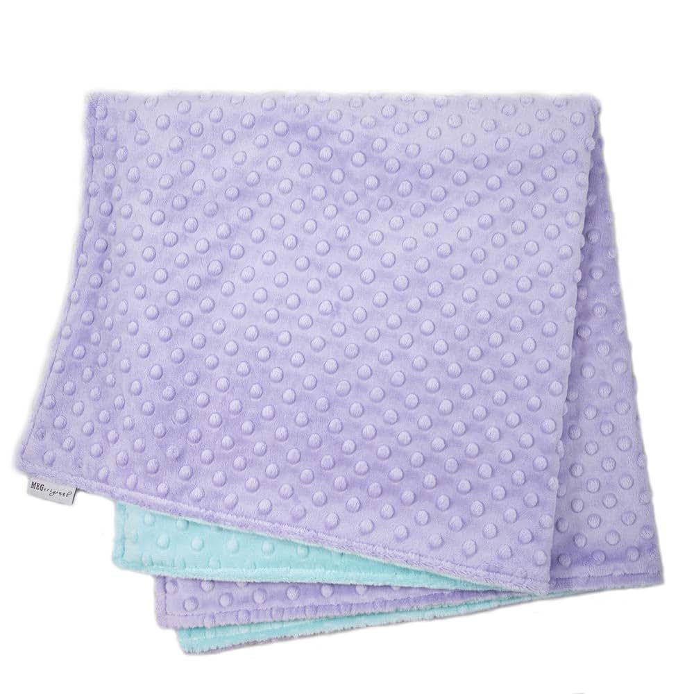 Meg Original Lavender & Aqua Minky Dot Baby Blanket (photo 4)