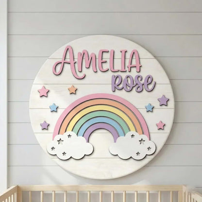 QuilogaSC Personalized Rainbow Name Wooden Hanging Sign (photo 4)