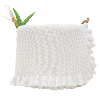 Grewear Cotton Baby Blanket with Ruffle Edge for Newborns