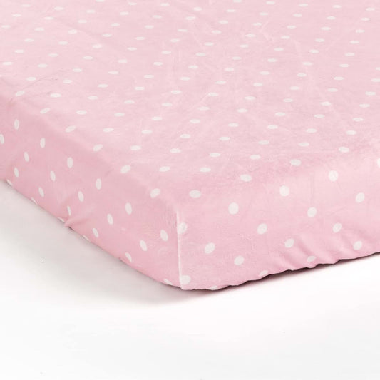 Lush Decor Baby Elephant Stripe Dots Soft & Plush Fitted Crib Sheet, 52"x 28" x 9", Pink