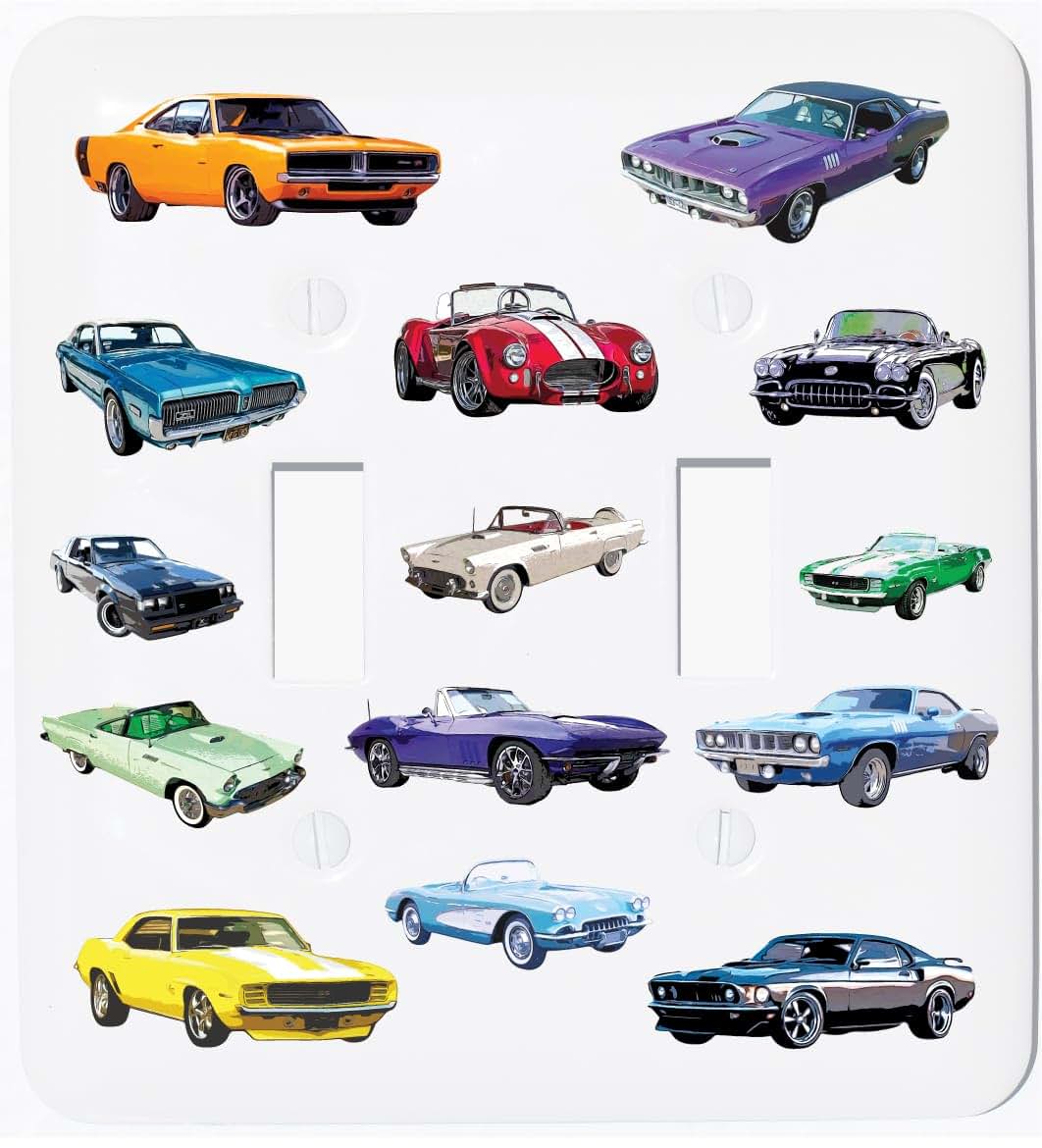 Presto Wall Decals American Classic Muscle Car Double Toggle Light Switch Plate Cover