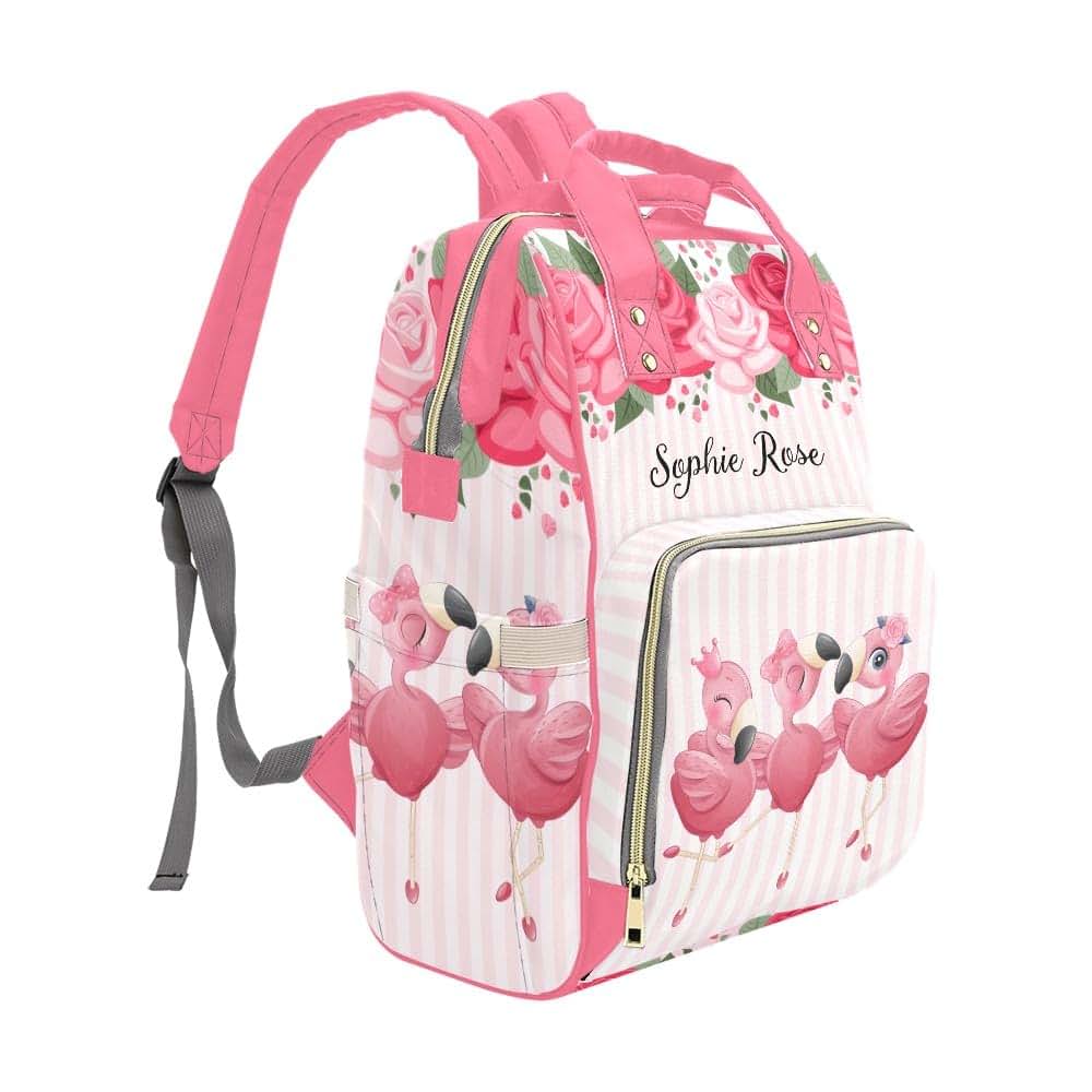 NZOOHY Three Cute Flamingo Personalized Diaper Bag Backpack,Custom Name Diaper Backpack Baby Nappy Bag Mommy Bag for (photo 2)