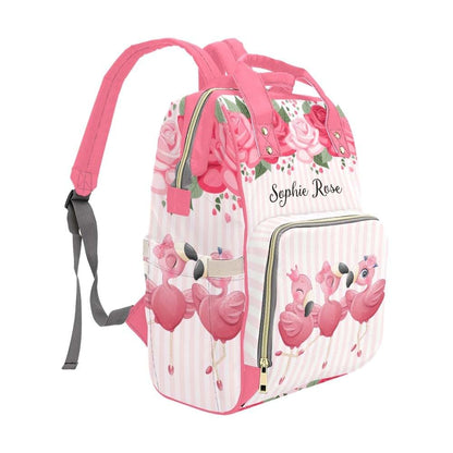 NZOOHY Three Cute Flamingo Personalized Diaper Bag Backpack,Custom Name Diaper Backpack Baby Nappy Bag Mommy Bag for (photo 2)