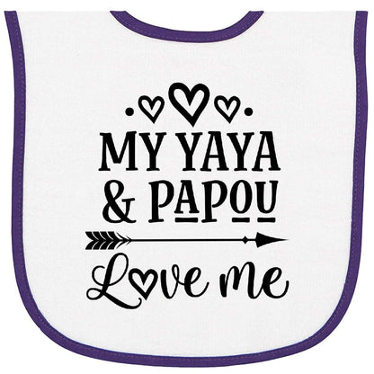 Inktastic My Yaya And Papou Love Me Baby Terry Cloth Bib