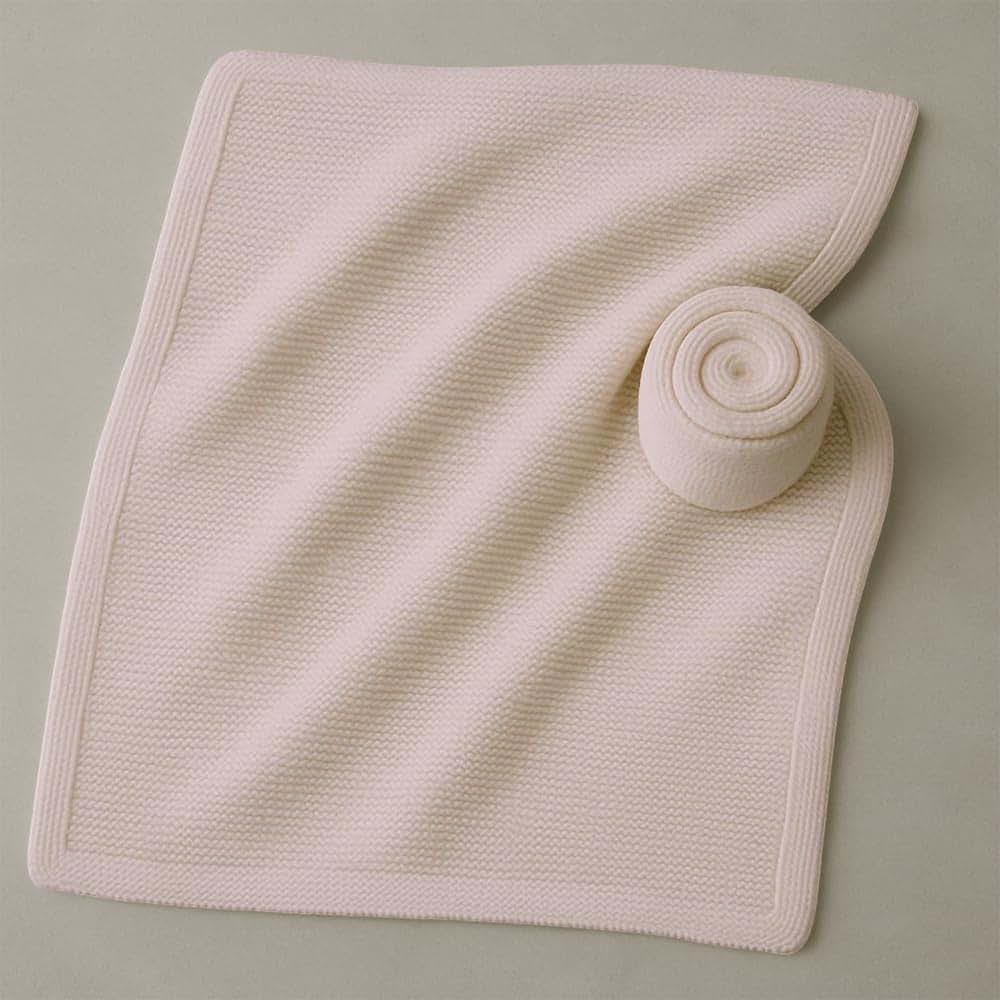 LullabyMall Infant Blanket with Wave Pattern Knit Pink 30x30 (photo 4)