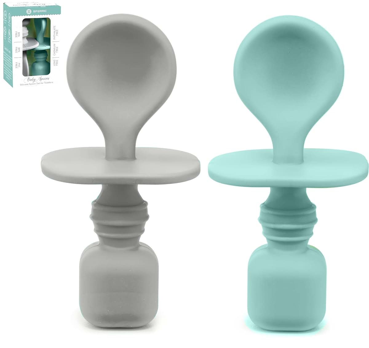 Silicone Baby Spoons for Self-Feeding Practice (2 Pack)