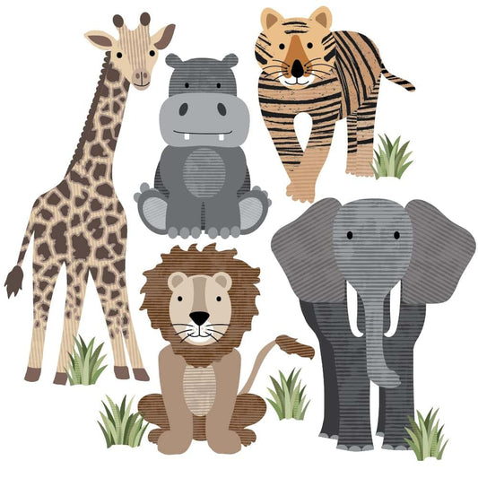 Wall Dressed Up Large Safari Animal Wall Decals - Gray