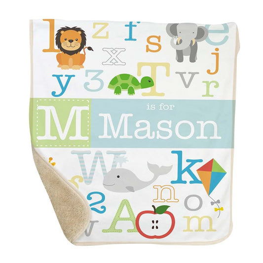 GiftsForYouNow Alphabet Personalized Sherpa Blanket for Baby Boy