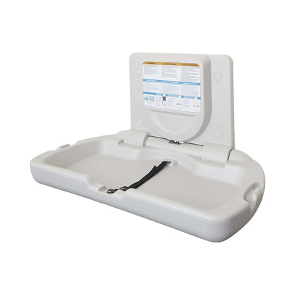 ECR4Kids Horizontal Wall-Mounted Baby Changing Station, Slim, White Granite