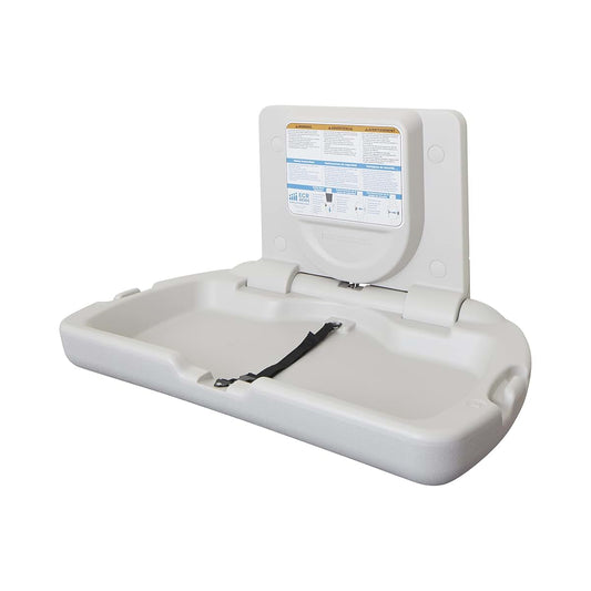 ECR4Kids Horizontal Wall-Mounted Baby Changing Station, Slim, White Granite