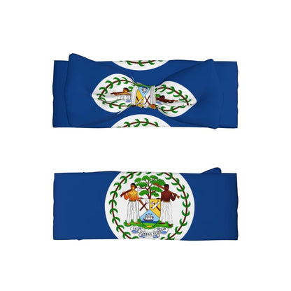 WZYCWB Belize Flag Baby Bow Headband, 2.4 * 6.7 Inch Baby Headband, Suitable for Babies 0-6 Months Old, Very Meaningful (photo 2)