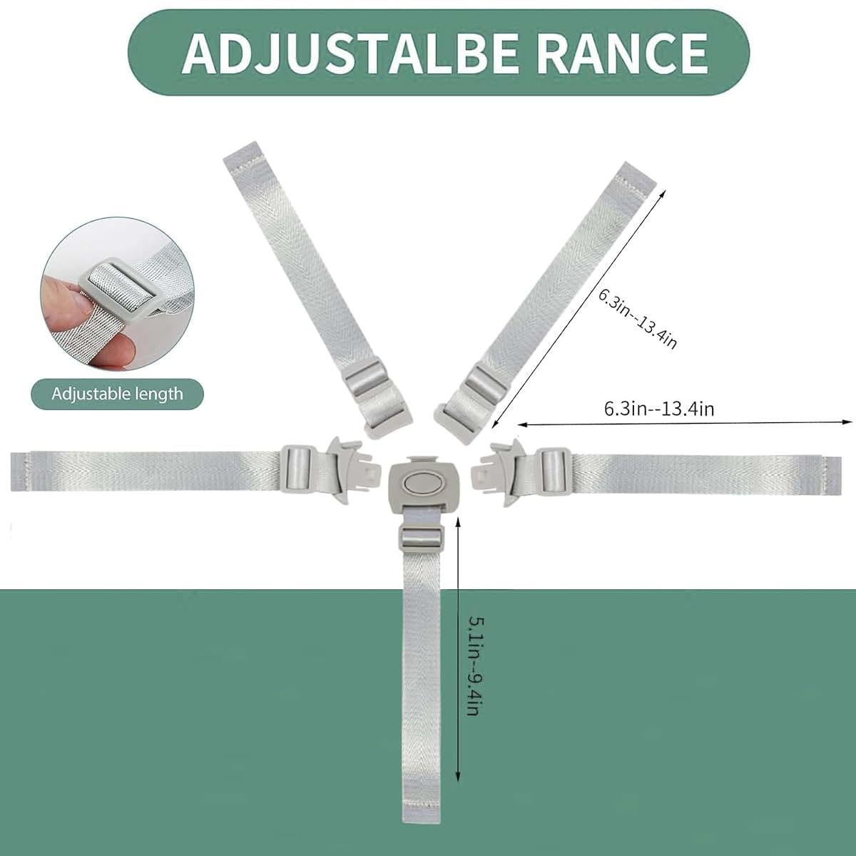 Coraltree High Chair Straps Replacement Grey Adjustable (photo 2)