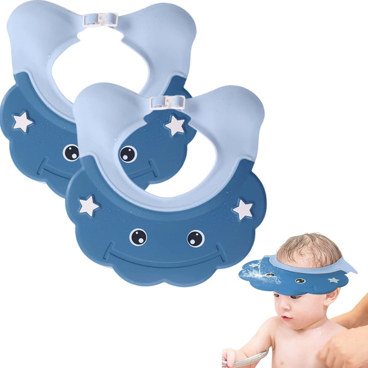 Ibluelover Kids Shower Shampoo Cap Adjustable 2-Pack