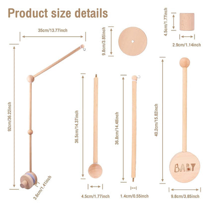 BabyOneStop Wooden Crib Mobile Arm with 360° Rotation for Newborn Nursery Decor