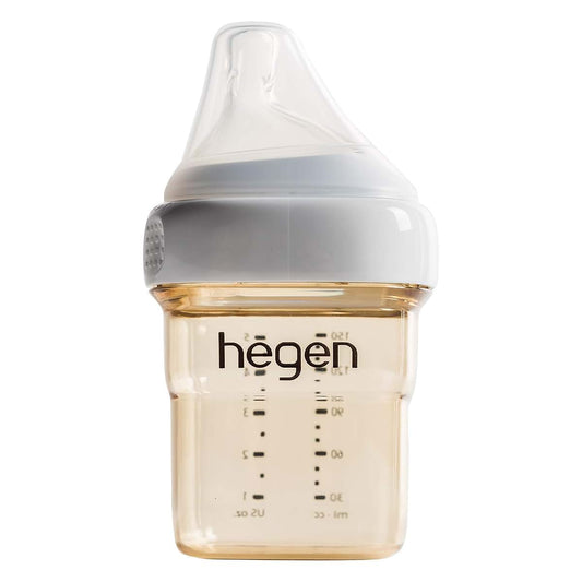 hegen Baby Bottle 5 oz Wide Neck with Slow Flow Teat, Stackable PPSU