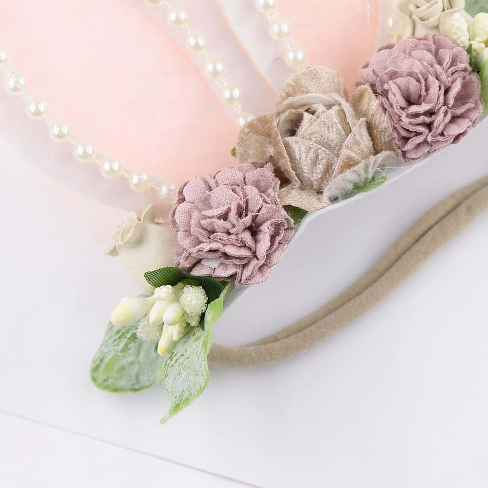 Kidocheese Bunny Rose Ears Easter Elastic Headband