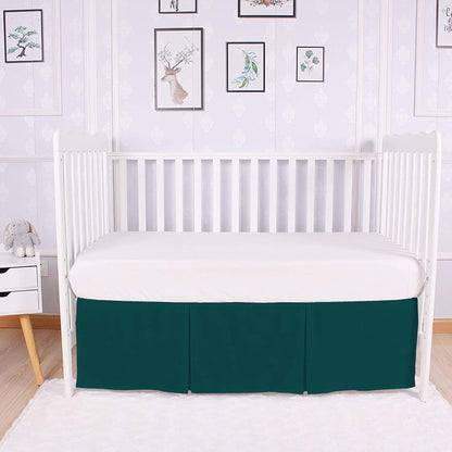 Balsara's Pleated Crib Bed Skirt, 800TC 100% Egyptian Cotton Teal Bedding Skirt (photo 3)