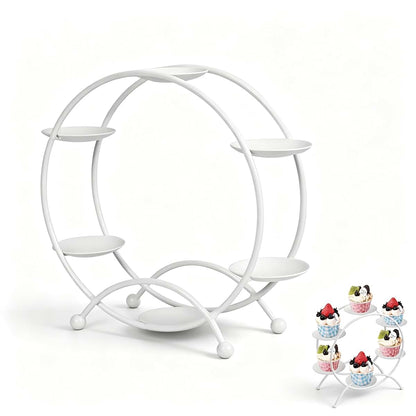 Kukyller Ferris Wheel Cupcake Stand, Ferris Wheel Display Rack for Home (White)