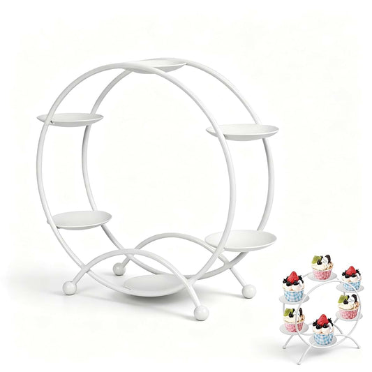 Kukyller Ferris Wheel Cupcake Stand, Ferris Wheel Display Rack for Home (White)