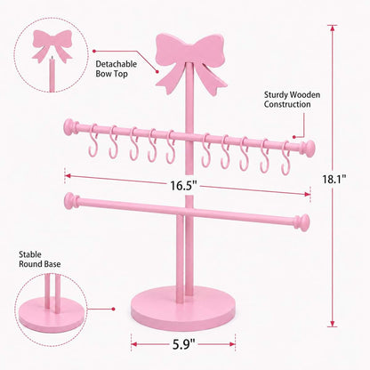 Sliner Pink Bow Headband Holder 2-Tier Organizer