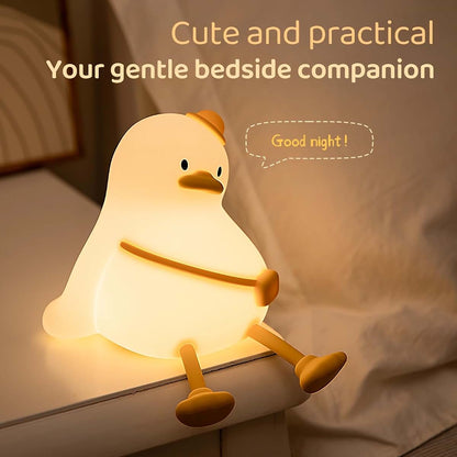 GoFuch Relaxed Duck Night Light | Dimmable USB Rechargeable Lamp