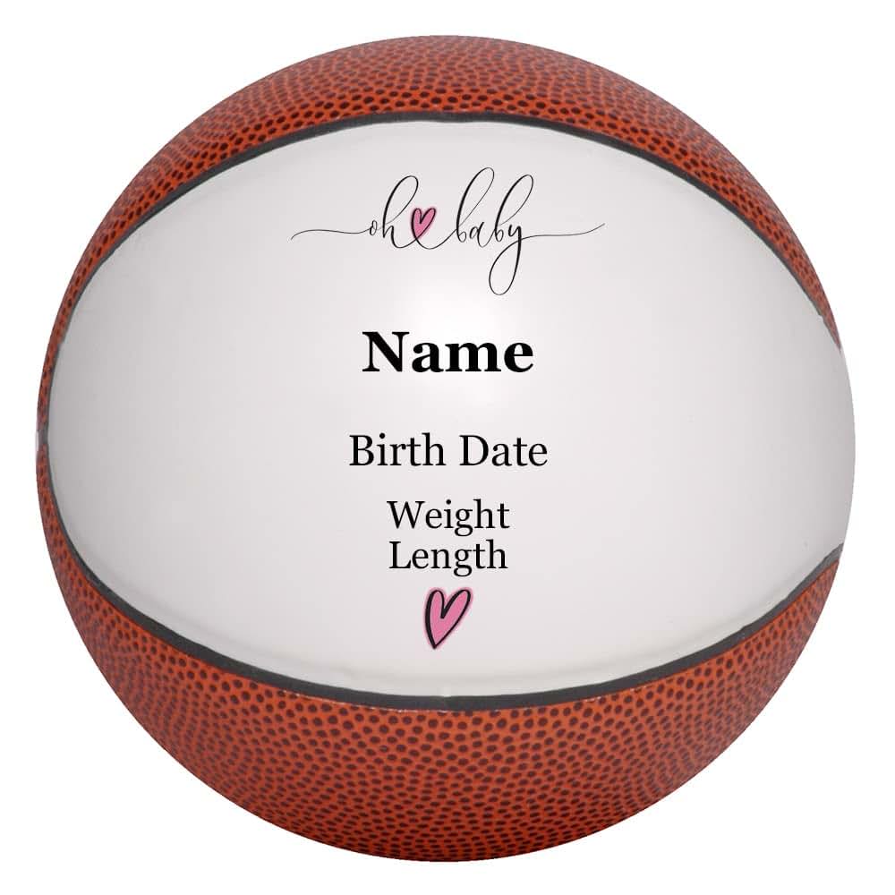Ballstars Personalized Baby Birth Announcement Basketball Keepsake for Newborn Baby Boy or Baby Girl, Customized with (photo 4)