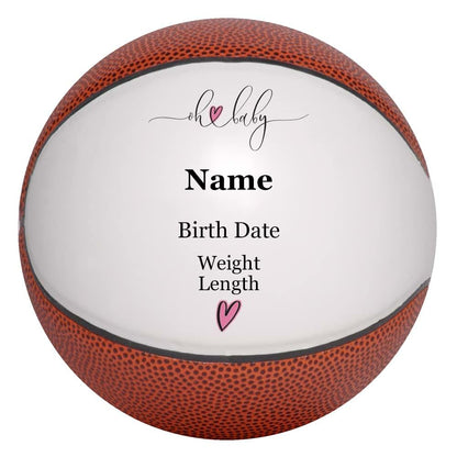 Ballstars Personalized Baby Birth Announcement Basketball Keepsake for Newborn Baby Boy or Baby Girl, Customized with (photo 4)
