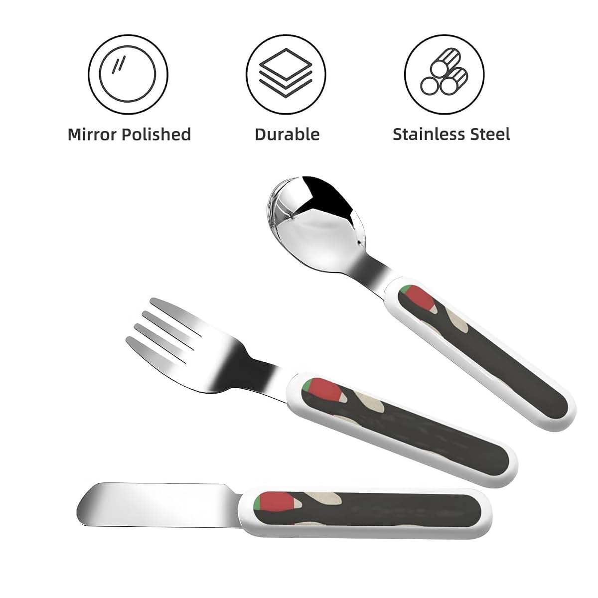 LHDGBNV Kids Silverware Set With Palestinian Flag Design And Storage Case (photo 3)