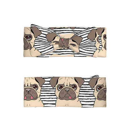 JaoXer Funny Happy Pug Dog Baby Bow Headband – Soft Bow Hair Accessories for Baby, Newborn, Infants, Toddlers and Kids (photo 2)