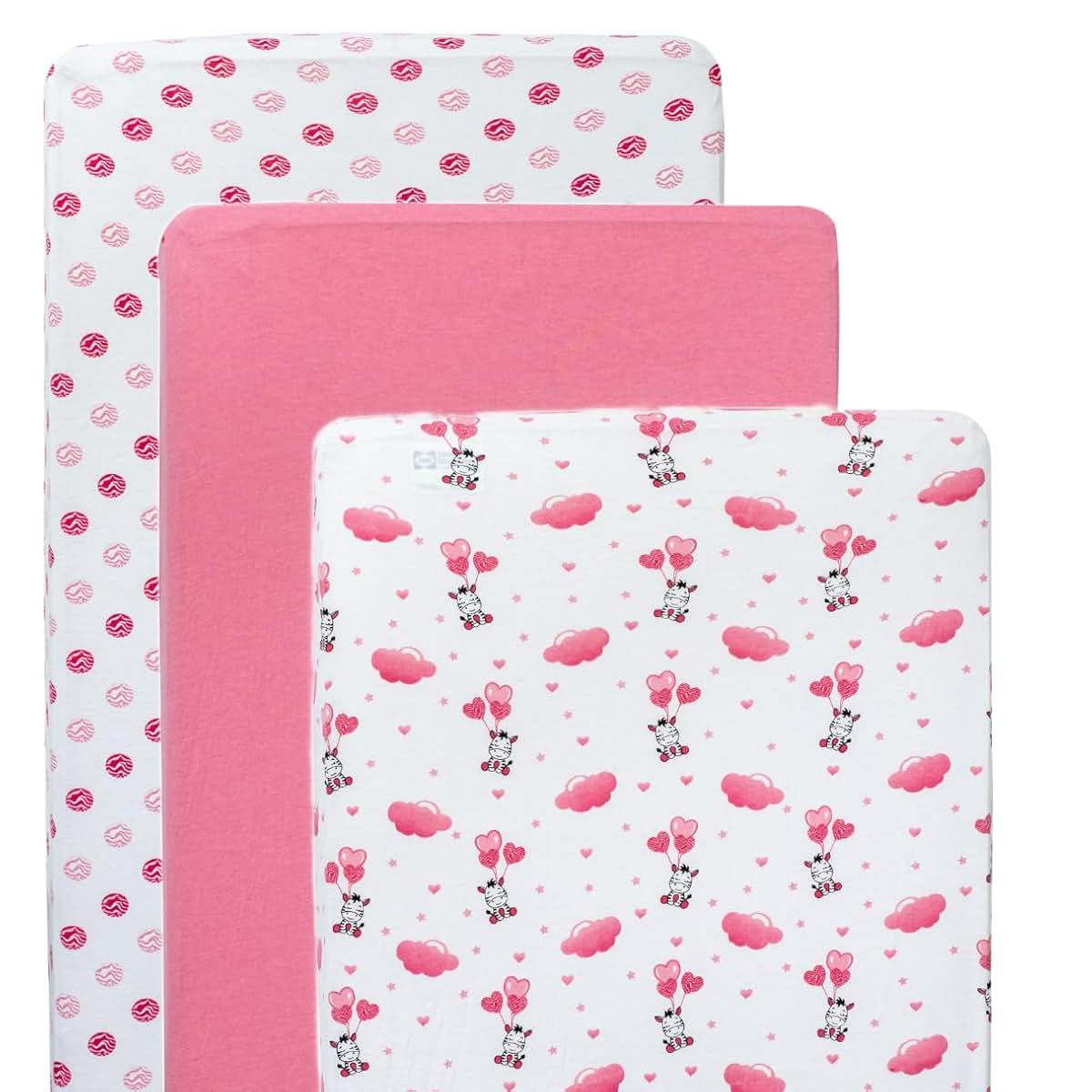 3 Pack Crib Sheets – Jersey Cotton Fitted Bedding for Standard Mattress