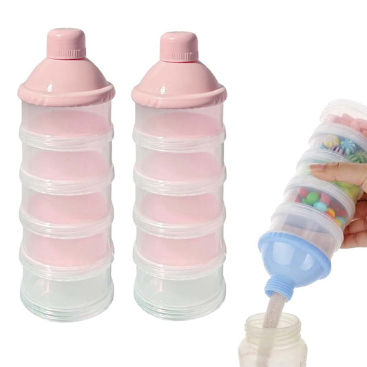 Manwetye 2 PCS 5 Layers Baby Milk Powder Dispenser, Milk Powder Pots, Formula Dispenser Portable Milk Powder Formula