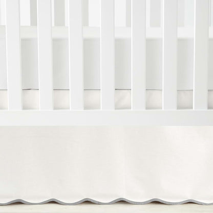 Lush Decor Coastal Chic Scalloped Edge Baby Crib Skirt Single 28" W x 52" L + 16" Drop Gray - White Crib Skirt - Baby