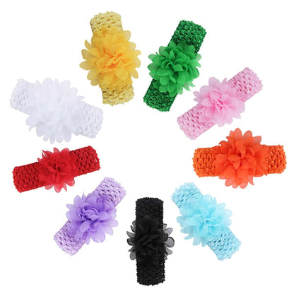 BIUDECO Soft Nylon Flower Pattern Headband for Baby Girls