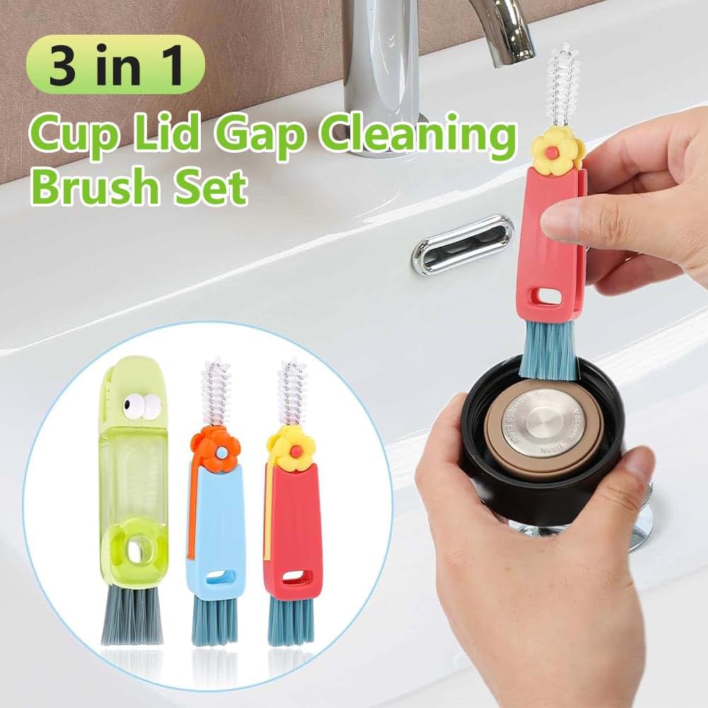 3-in-1 Cup Lid Gap Cleaning Brush Set for Bottles and Appliances