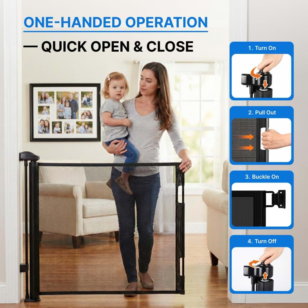 Usdirect Retractable Pet Gate For Stairs And Wide Openings (photo 3)