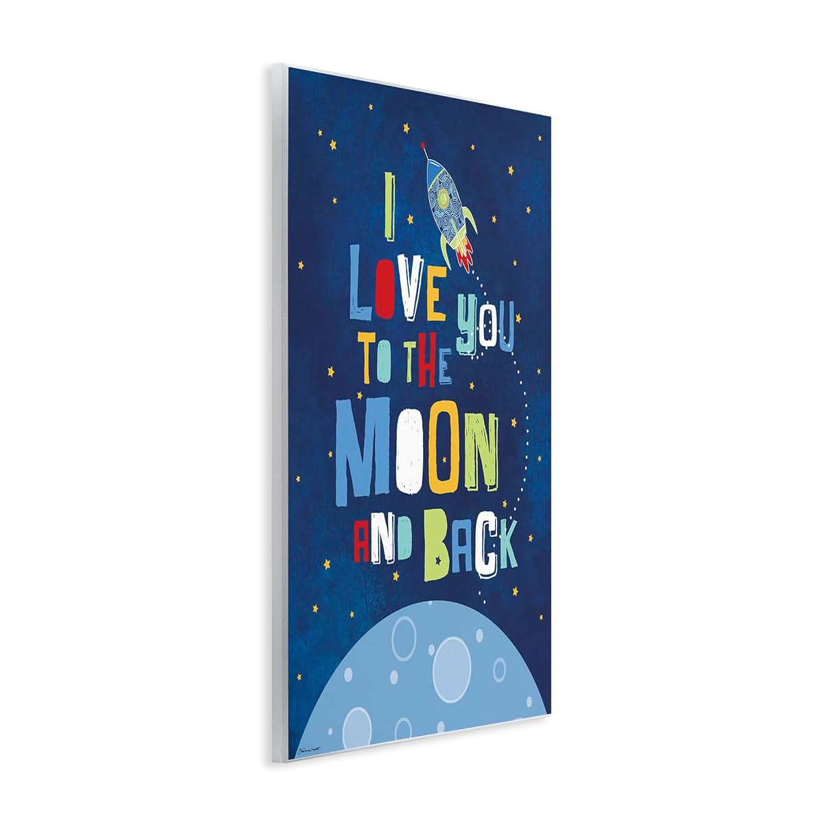 Moon & Back Rocket Ship Wall Art Plaque | 10 x 15 Inches Lithograph Print