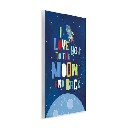 Moon & Back Rocket Ship Wall Art Plaque | 10 x 15 Inches Lithograph Print