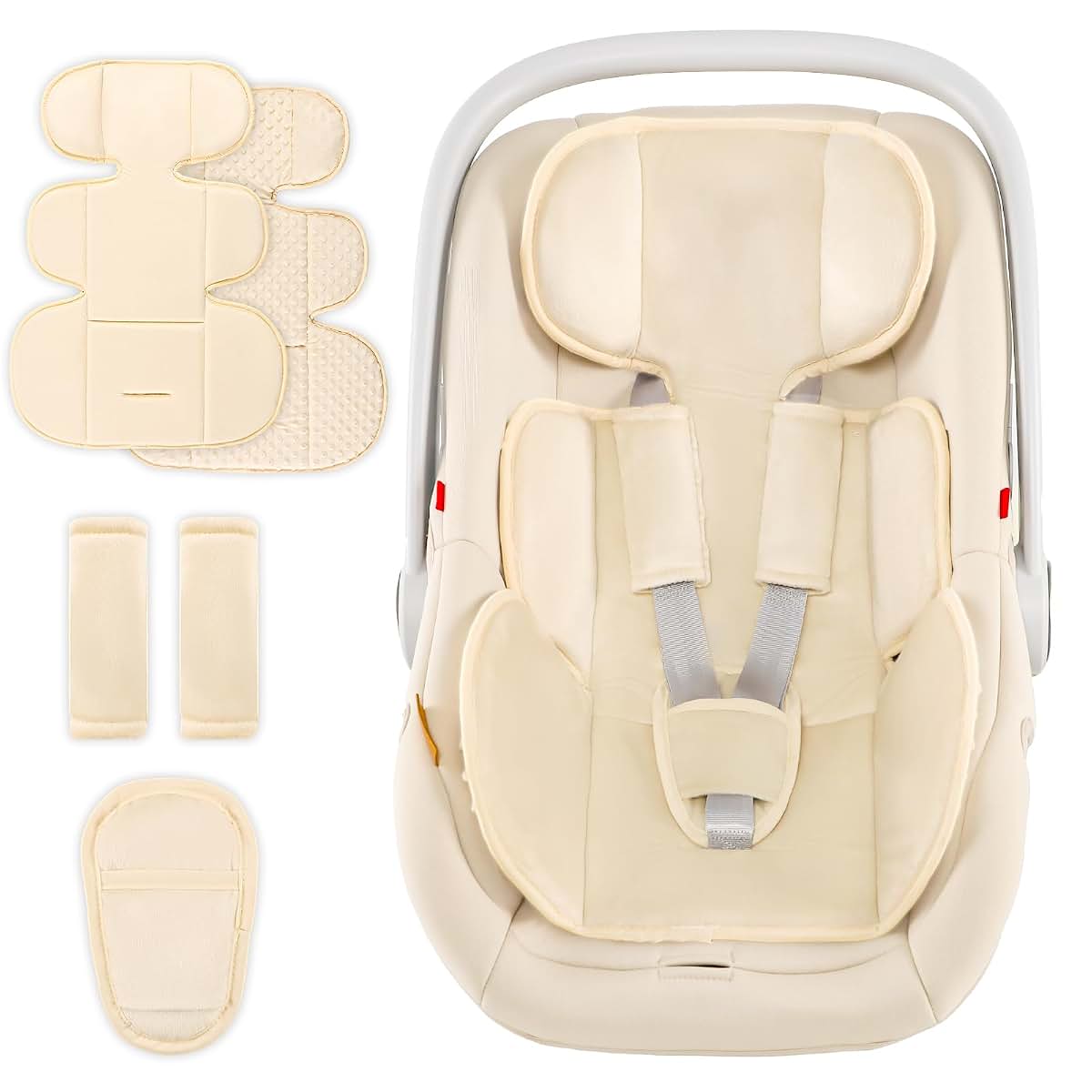 Hooyax Infant Car Seat Insert with Ultra-Thick Head Support and Dual-Side Cushion Set