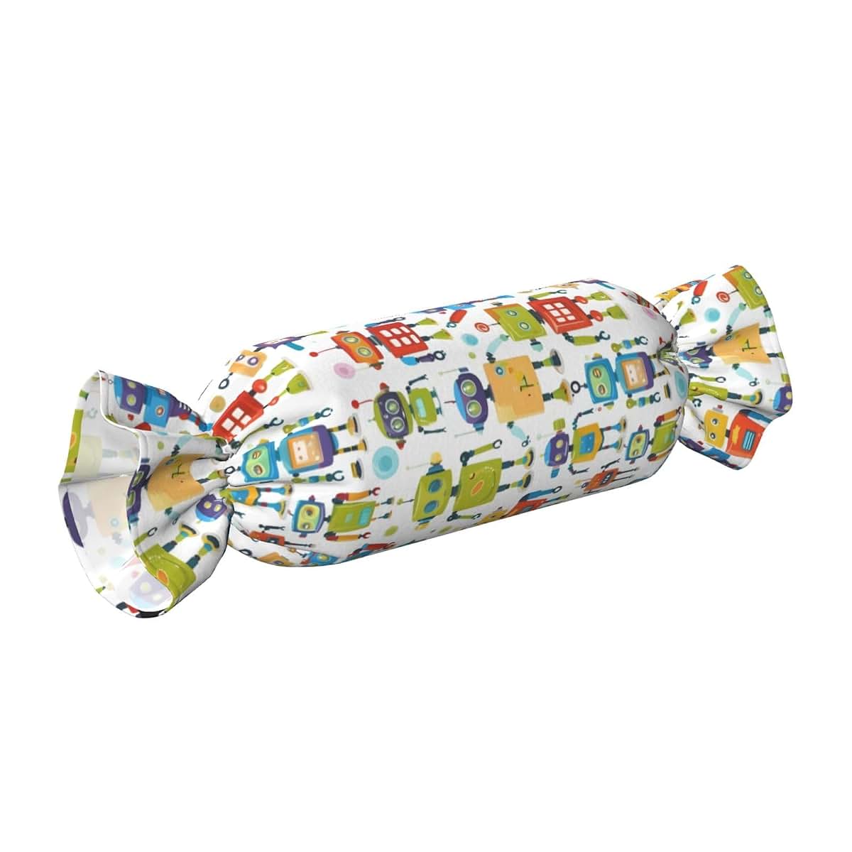Bkdogkt Cartoon Robot Print Candy Cylindrical Pillow (photo 2)