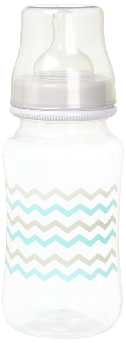 CRIBMATES 2-Pack Wide Baby Bottles, 11oz, Teal/Grey Elephant Zigzag