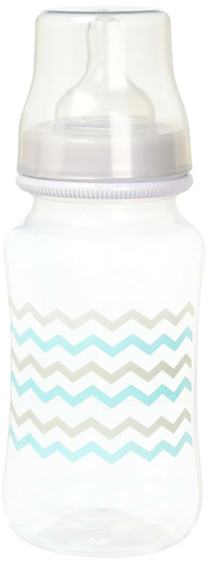 CRIBMATES 2-Pack Wide Baby Bottles, 11oz, Teal/Grey Elephant Zigzag