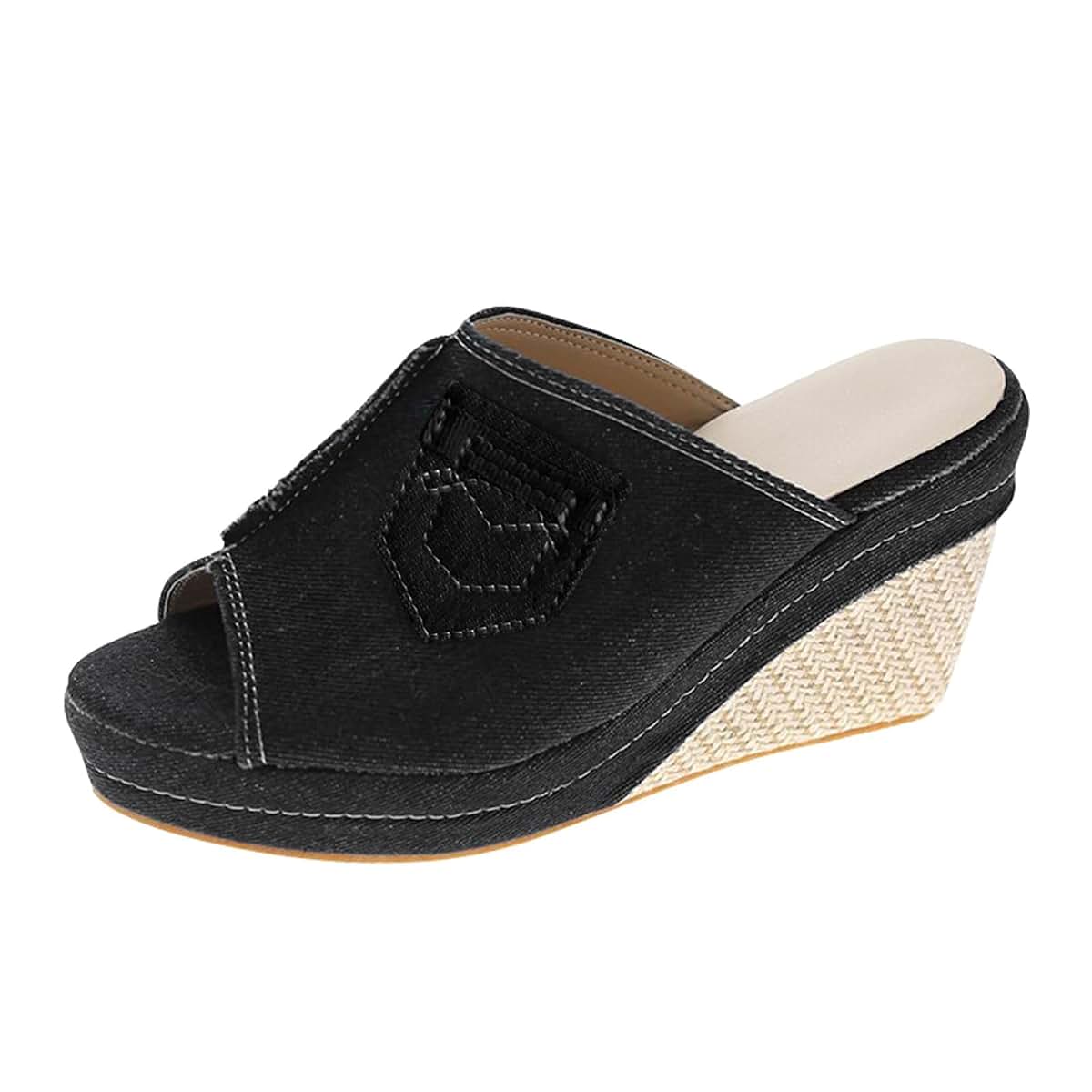 ZBYY Womens Denim Platform Wedge Espadrille Sandals