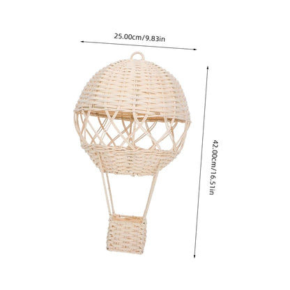 CIYODO Hanging Rattan Hot Air Balloon Lamp Shade, Handwoven Beige Wicker Wall Decor and Ceiling Cover
